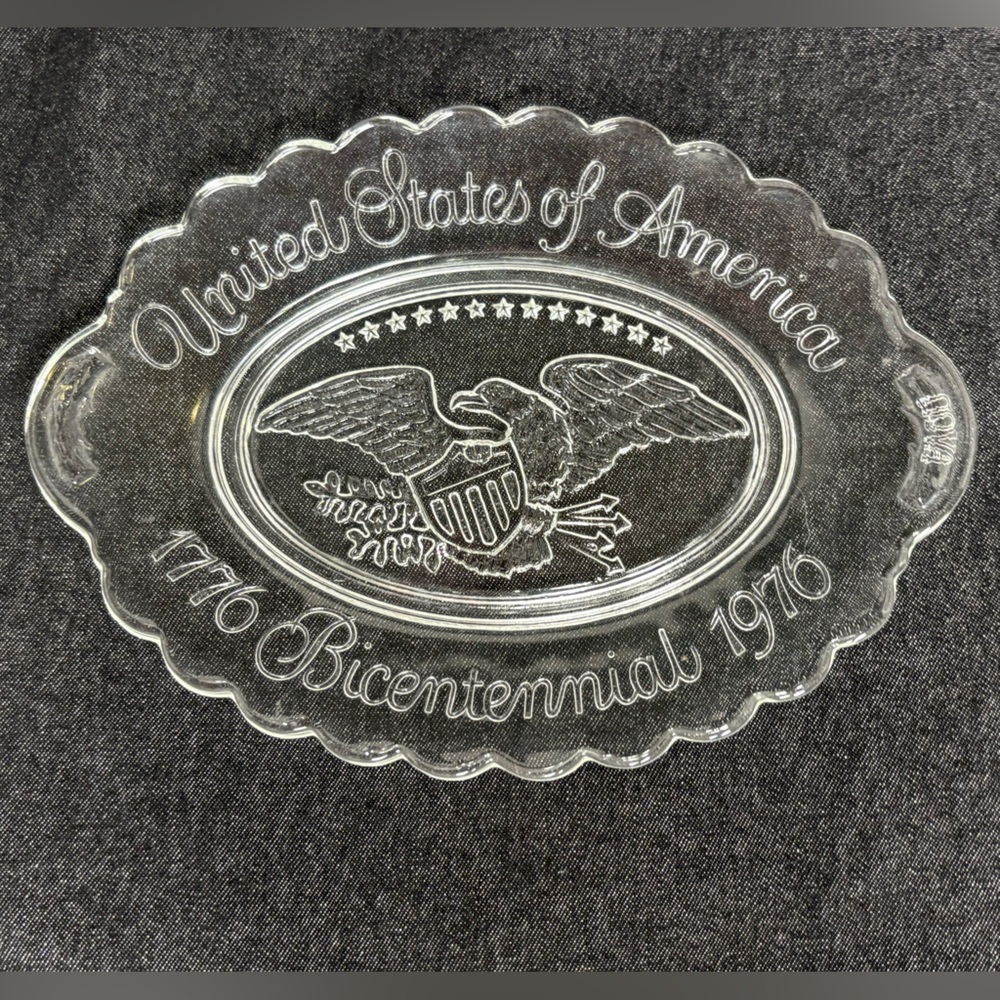 Vintage Clear Glass Bicentennial Trinket Dish
